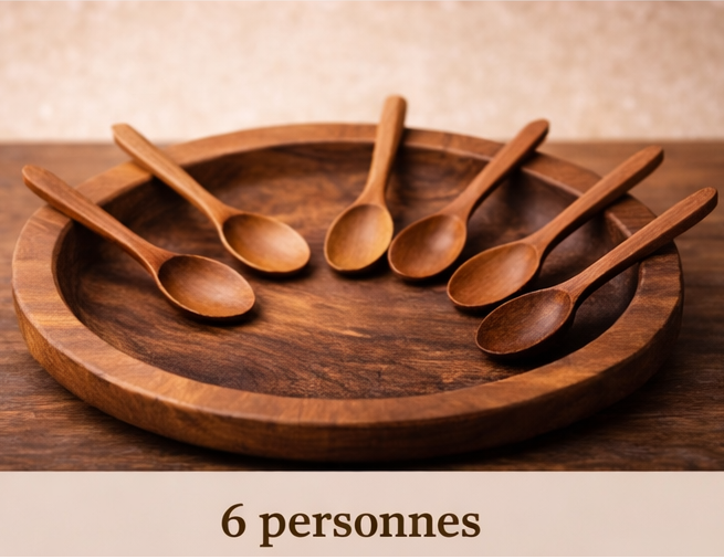 Plateau en bois artisanal avec cuillères – Design naturel élégant