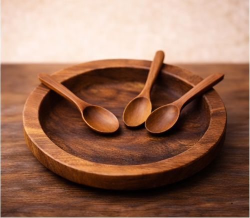 Plateau en bois artisanal avec cuillères – Design naturel élégant