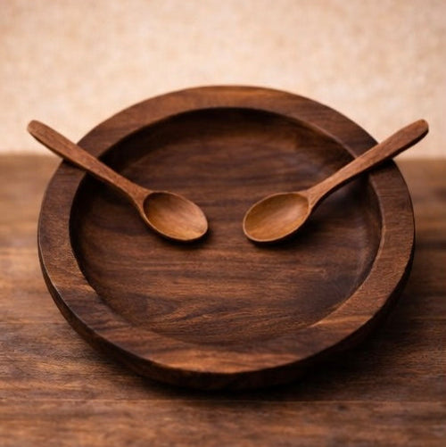 Plateau en bois artisanal avec cuillères – Design naturel élégant